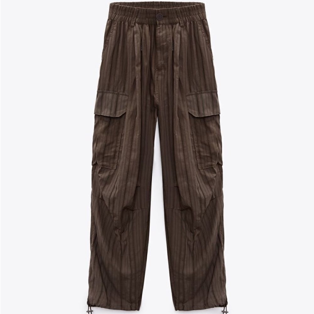 ZARA LACE TRIM CARGO PANTS - Picture 3 of 10